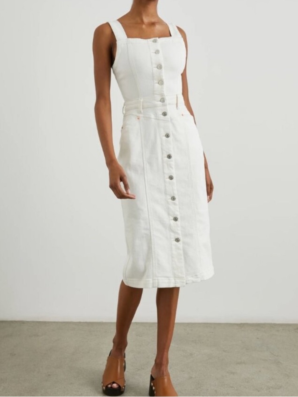 Rails White Button-Front Midi Dress